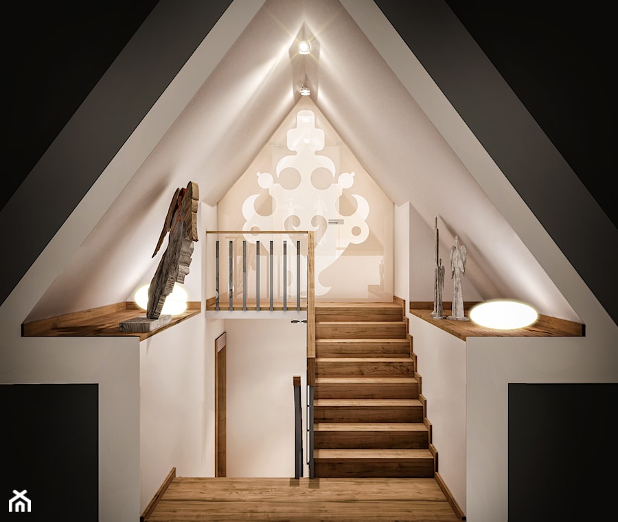 Wnętrza willi górskiej - Średni biały czarny hol / przedpokój, styl rustykalny - zdjęcie od KJ Architekci