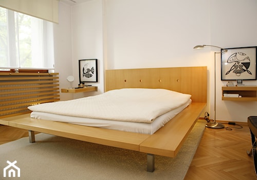 Wnętrza apartamentu w Krakowie - Średnia biała sypialnia, styl minimalistyczny - zdjęcie od KJ Architekci
