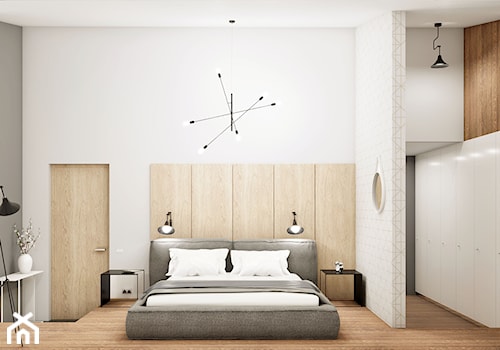 Wnętrze eleganckiego loftu - Duża biała sypialnia, styl skandynawski - zdjęcie od KJ Architekci