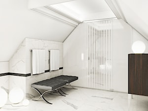 Przebudowa wnętrz willi w stylu glamour - Średnia na poddaszu bez okna z lustrem łazienka, styl glamour - zdjęcie od KJ Architekci