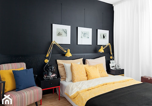 Mieszkanie Architekta - Średnia czarna sypialnia, styl nowoczesny - zdjęcie od Black Oak Studio