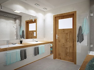Łazienka na poddaszu - Średnia z dwoma umywalkami łazienka, styl nowoczesny - zdjęcie od PTW Studio
