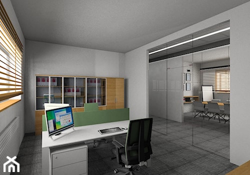 Przestrzeń biurowo -handlowa - Średnie białe szare biuro, styl nowoczesny - zdjęcie od INSIDE PROJEKTOWANIE WNĘTRZ