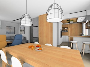 Dom w Morągu - Średni biały szary salon z jadalnią, styl nowoczesny - zdjęcie od INSIDE PROJEKTOWANIE WNĘTRZ