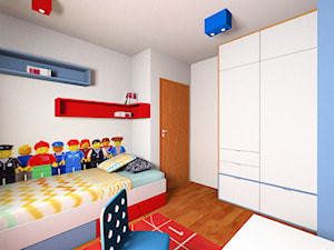 Pokój dla chłopca - Średni szary niebieski pokój dziecka dla dziecka dla nastolatka dla chłopca - zdjęcie od INSIDE PROJEKTOWANIE WNĘTRZ