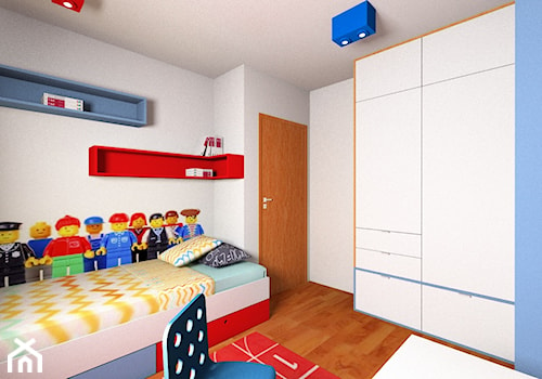 Pokój dla chłopca - Średni szary niebieski pokój dziecka dla dziecka dla nastolatka dla chłopca - zdjęcie od INSIDE PROJEKTOWANIE WNĘTRZ
