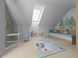 Pokój dla małego chłopca - Średni biały zielony pokój dziecka dla dziecka dla chłopca dla dziewczynki - zdjęcie od INSIDE PROJEKTOWANIE WNĘTRZ