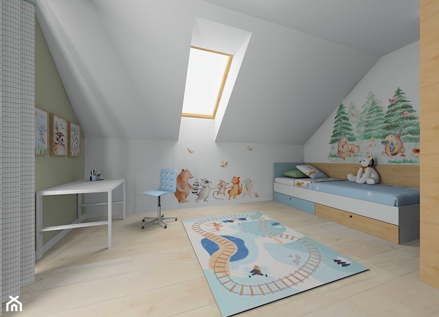 Pokój dla małego chłopca - Średni biały zielony pokój dziecka dla dziecka dla chłopca dla dziewczynki - zdjęcie od INSIDE PROJEKTOWANIE WNĘTRZ