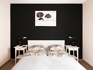 Mieszkanie dla młodych - Mała beżowa czarna sypialnia, styl nowoczesny - zdjęcie od Za murami za dachami