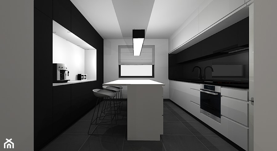 Bliźniak czarno biały - Kuchnia, styl nowoczesny - zdjęcie od Kraupe Studio