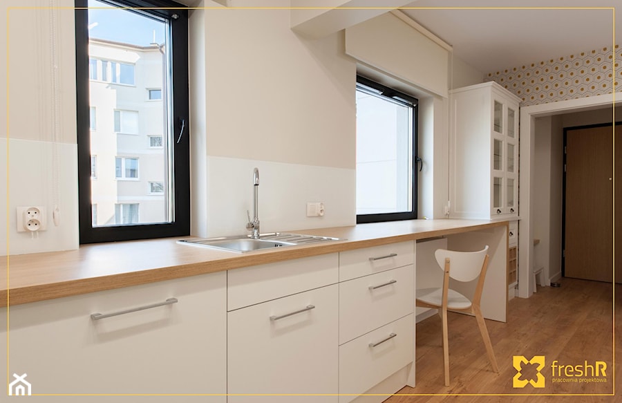 Realizacja:: 2 pokojowe mieszkanie 36 m2 w Krakowie - Kuchnia, styl nowoczesny - zdjęcie od freshR - pracownia projektowa