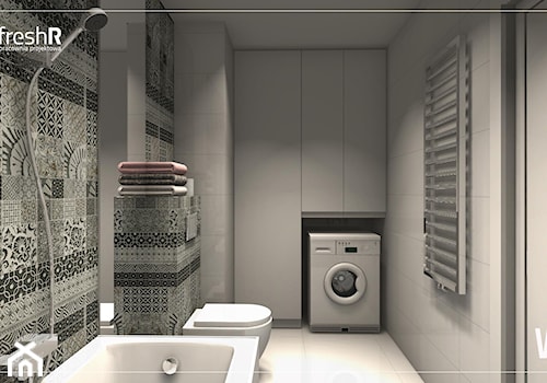 Mała łazienka w czterech odsłonach - Średnia na poddaszu bez okna z pralką / suszarką łazienka, styl nowoczesny - zdjęcie od freshR - pracownia projektowa