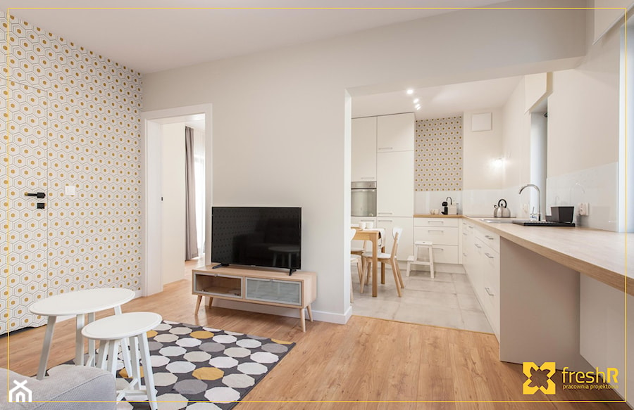 Realizacja:: 2 pokojowe mieszkanie 36 m2 w Krakowie - Kuchnia, styl nowoczesny - zdjęcie od freshR - pracownia projektowa