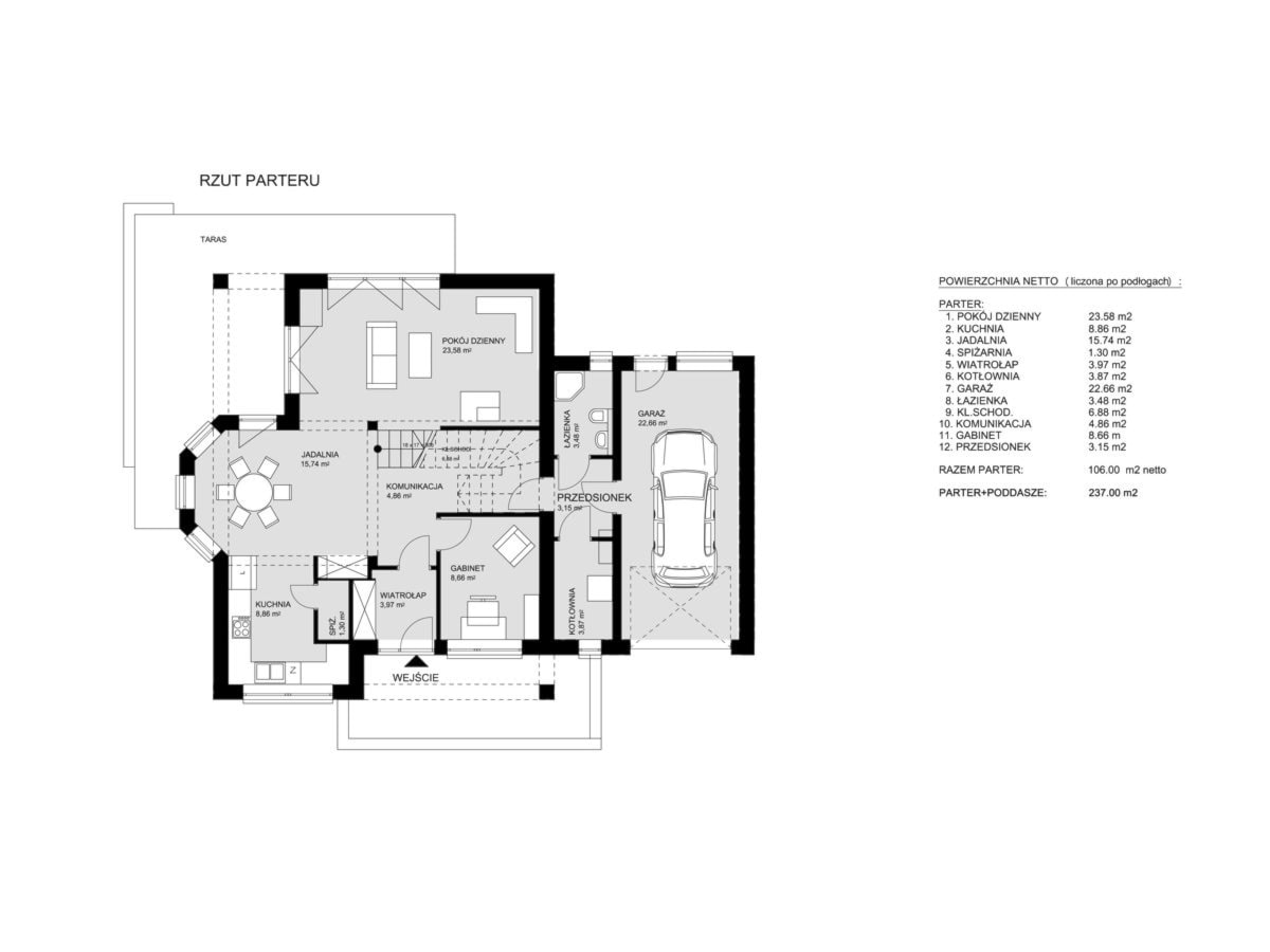 Dom dla Bliźniaków - rzut parteru - zdjęcie od freshR - pracownia projektowa - Homebook