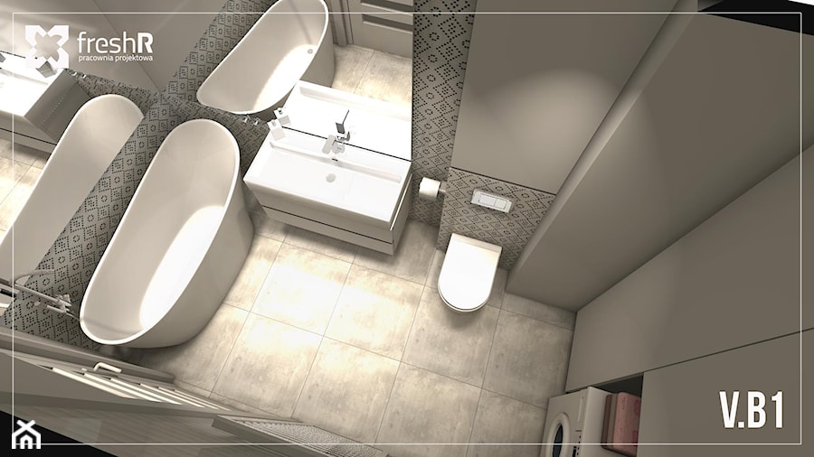 Mała łazienka w czterech odsłonach - Mała na poddaszu bez okna z lustrem łazienka, styl nowoczesny - zdjęcie od freshR - pracownia projektowa