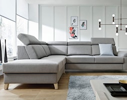 Santos - Średni biały salon, styl minimalistyczny - zdjęcie od Fabryka Mebli ‘’UNIMEBEL” Jan Mucha - Homebook