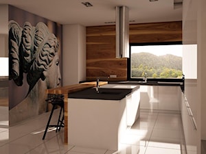 Duża otwarta z zabudowaną lodówką kuchnia w kształcie litery l z wyspą lub półwyspem, styl nowoczesny - zdjęcie od AFD Interiors