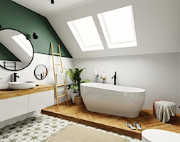 Łazienka - inspiracje - Duża jako pokój kąpielowy z lustrem z punktowym oświetleniem łazienka z okne ... - zdjęcie od Multiwnętrza - Homebook