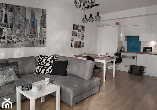 Gdańsk Morena - Średni biały salon z kuchnią z jadalnią, styl nowoczesny - zdjęcie od Studio LOKO