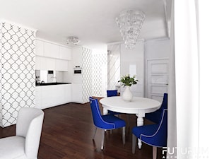 Mieszkanie glamour, Warszawa - Duża biała jadalnia jako osobne pomieszczenie, styl glamour - zdjęcie od FUTURUM ARCHITECTURE
