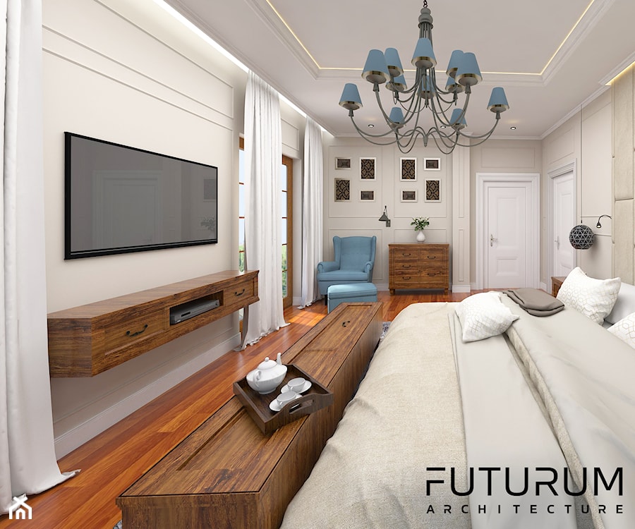Projekt wnętrza domu pod Warszawą, styl klasyczny - Średnia szara sypialnia, styl rustykalny - zdjęcie od FUTURUM ARCHITECTURE