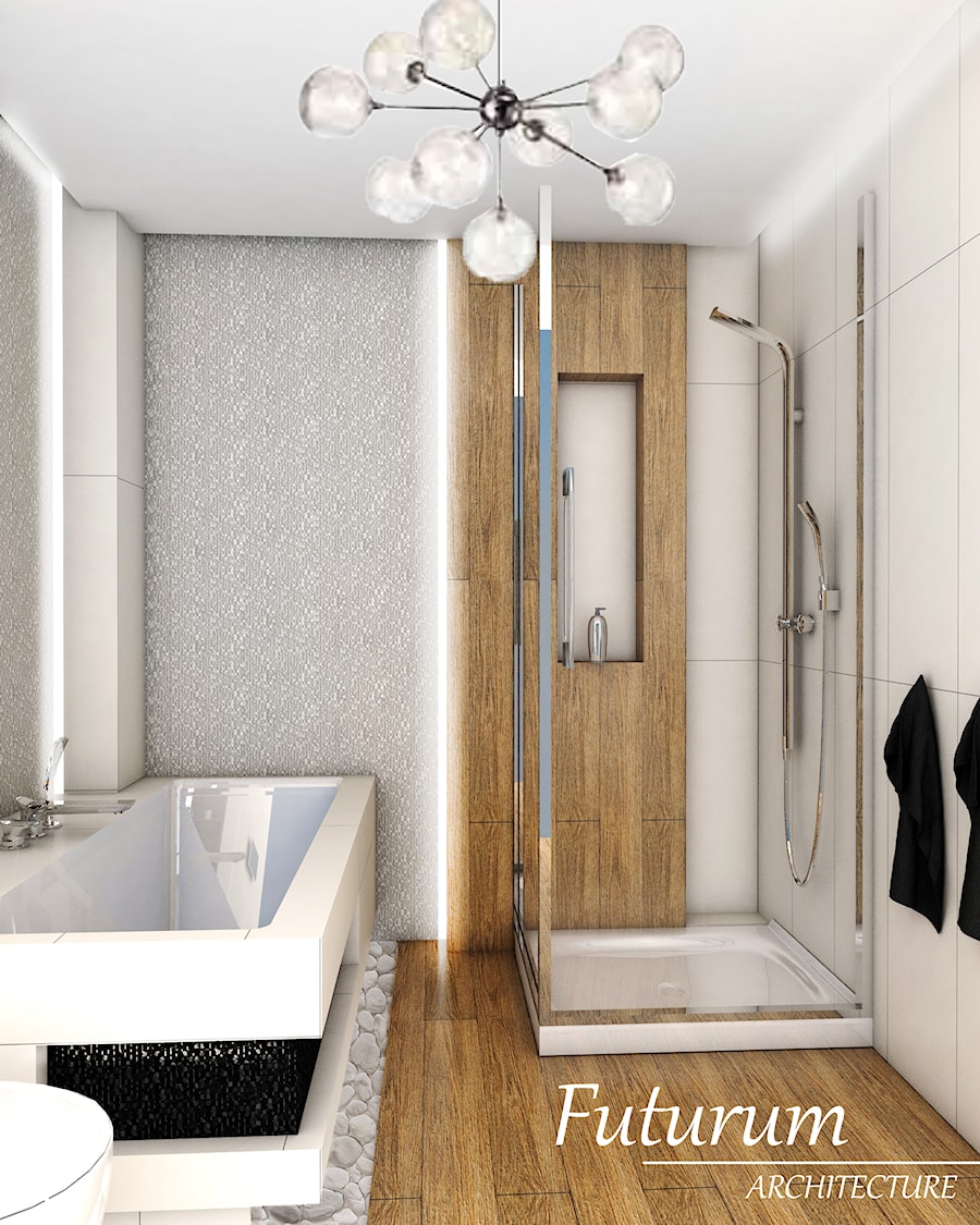 Dom jednorodzinny, Bełchatów - Średnia łazienka, styl nowoczesny - zdjęcie od FUTURUM ARCHITECTURE