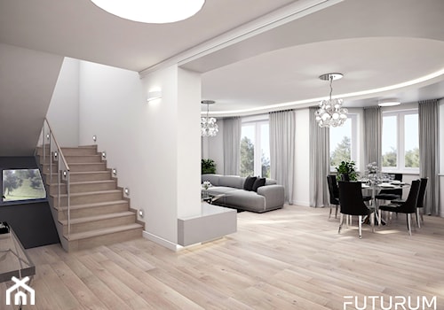 Projekt wnętrza domu jednorodzinnego, Sierakowice - Duży biały szary hol / przedpokój, styl glamour - zdjęcie od FUTURUM ARCHITECTURE