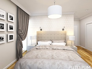 Projekt wnętrza domu w Krakowie - Mała szara sypialnia, styl glamour - zdjęcie od FUTURUM ARCHITECTURE