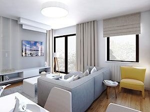 Mieszkanie, ul.Bajeczna - Średni biały szary salon z jadalnią, styl nowoczesny - zdjęcie od FUTURUM ARCHITECTURE