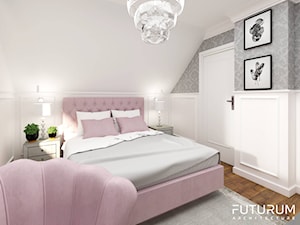 Nowoczesny dom w Rzeszowie - Średnia biała szara sypialnia na poddaszu, styl glamour - zdjęcie od FUTURUM ARCHITECTURE