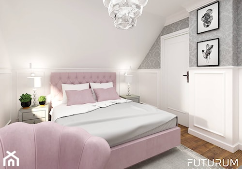 Nowoczesny dom w Rzeszowie - Średnia biała szara sypialnia na poddaszu, styl glamour - zdjęcie od FUTURUM ARCHITECTURE