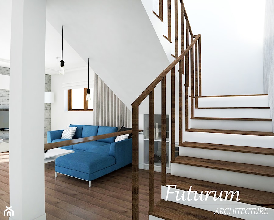 Dom jednorodzinny, Bytom - Średni biały szary salon, styl nowoczesny - zdjęcie od FUTURUM ARCHITECTURE