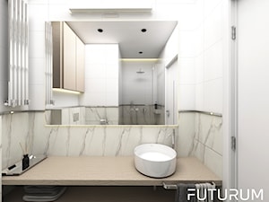 Projekt wnętrz domu jednorodzinnego w Śremie. - Bez okna z lustrem z punktowym oświetleniem łazienka, styl nowoczesny - zdjęcie od FUTURUM ARCHITECTURE
