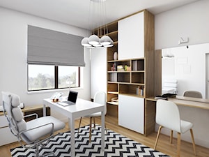 Projekt wnętrza, Łomża - Średnie w osobnym pomieszczeniu z zabudowanym biurkiem białe biuro, styl nowoczesny - zdjęcie od FUTURUM ARCHITECTURE