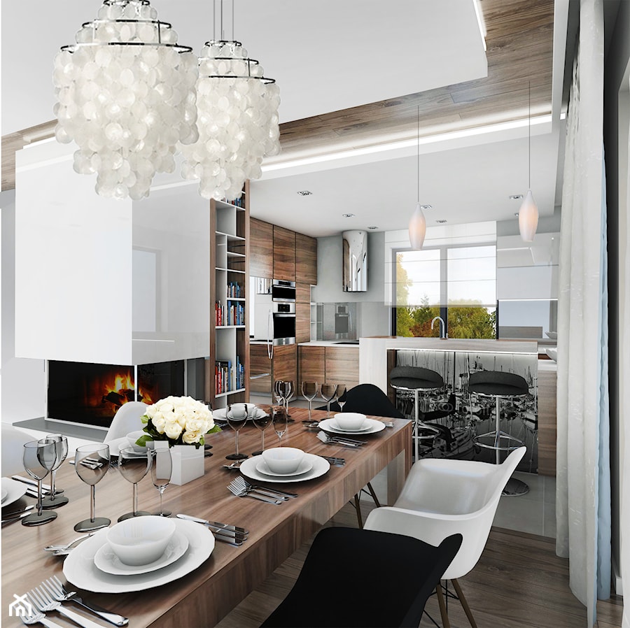 Dom jednorodzinny, Bochnia - Średnia biała jadalnia w salonie, styl nowoczesny - zdjęcie od FUTURUM ARCHITECTURE