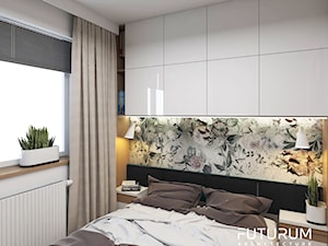 Projekt mieszkania, ul.Orlińskiego - Mała biała sypialnia, styl nowoczesny - zdjęcie od FUTURUM ARCHITECTURE