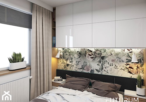 Projekt mieszkania, ul.Orlińskiego - Mała biała sypialnia, styl nowoczesny - zdjęcie od FUTURUM ARCHITECTURE