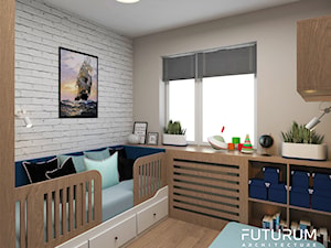 Projekt mieszkania, ul.Orlińskiego - Mały szary pokój dziecka dla niemowlaka dla dziecka dla chłopca dla dziewczynki, styl nowoczesny - zdjęcie od FUTURUM ARCHITECTURE