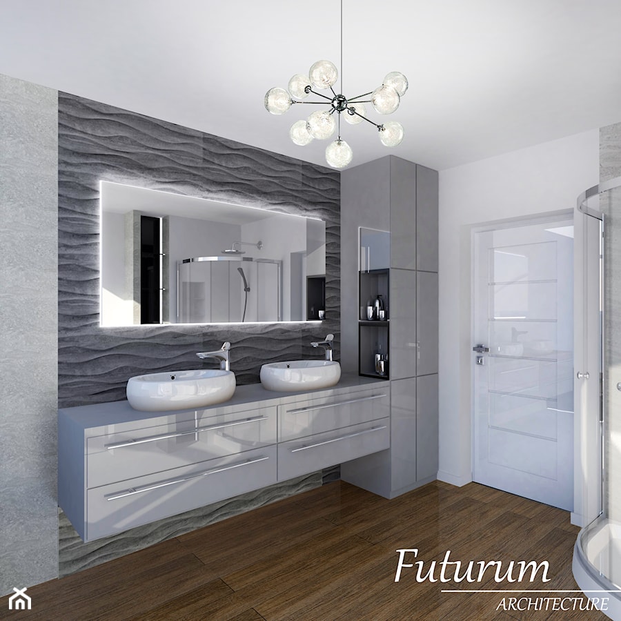 Łazienka w domu jednorodzinnym - Średnia z dwoma umywalkami łazienka, styl minimalistyczny - zdjęcie od FUTURUM ARCHITECTURE