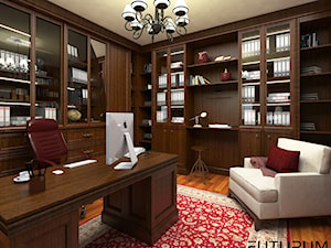 Projekt wnętrza domu pod Warszawą, styl klasyczny - Średnie z zabudowanym biurkiem biuro, styl tradycyjny - zdjęcie od FUTURUM ARCHITECTURE