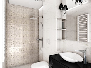 Projekt wnętrza domu jednorodzinnego w Warszawie - Średnia z marmurową podłogą łazienka, styl glamour - zdjęcie od FUTURUM ARCHITECTURE