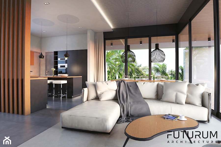 Projekt wnętrza, Villa Zaia, Mauritius - Średni salon z kuchnią z jadalnią, styl nowoczesny - zdjęcie od FUTURUM ARCHITECTURE