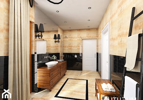 Projekt wnętrza domu pod Warszawą, styl klasyczny - Średnia bez okna z lustrem z marmurową podłogą z punktowym oświetleniem łazienka, styl glamour - zdjęcie od FUTURUM ARCHITECTURE