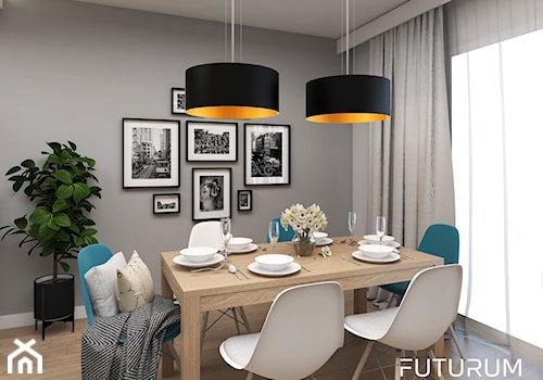 Projekt mieszkania, ul.Orlińskiego - Średnia szara jadalnia jako osobne pomieszczenie, styl nowoczesny - zdjęcie od FUTURUM ARCHITECTURE