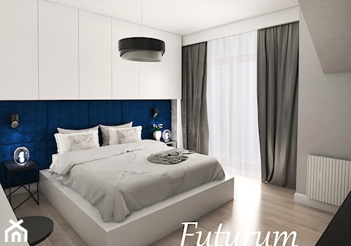 Projekt wnętrza segmentu, Szczecin - Duża biała szara z biurkiem sypialnia, styl nowoczesny - zdjęcie od FUTURUM ARCHITECTURE