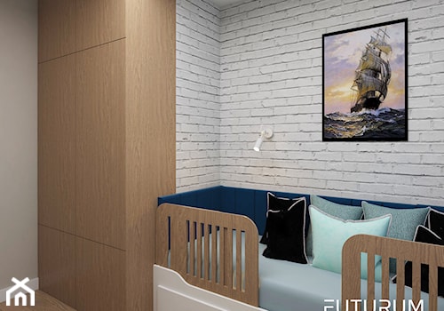 Projekt mieszkania, ul.Orlińskiego - Średni beżowy biały pokój dziecka dla dziecka dla chłopca, styl nowoczesny - zdjęcie od FUTURUM ARCHITECTURE