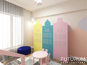 Elegancki granat- Projekt wnętrza apartamentu w Kielcach. - Średni beżowy różowy pokój dziecka dla dziecka dla dziewczynki, styl nowoczesny - zdjęcie od FUTURUM ARCHITECTURE
