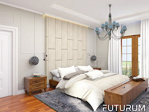 Projekt wnętrza domu pod Warszawą, styl klasyczny - Mała szara sypialnia, styl rustykalny - zdjęcie od FUTURUM ARCHITECTURE