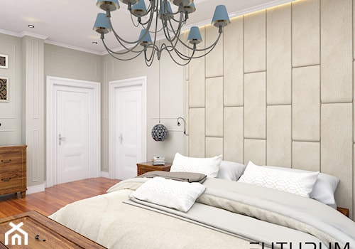 Projekt wnętrza domu pod Warszawą, styl klasyczny - Średnia beżowa sypialnia, styl rustykalny - zdjęcie od FUTURUM ARCHITECTURE