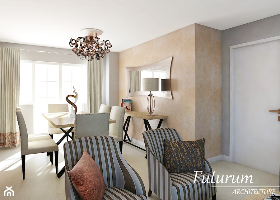 Projekt mieszkania, Londyn - Średnia brązowa szara jadalnia w salonie, styl tradycyjny - zdjęcie od FUTURUM ARCHITECTURE